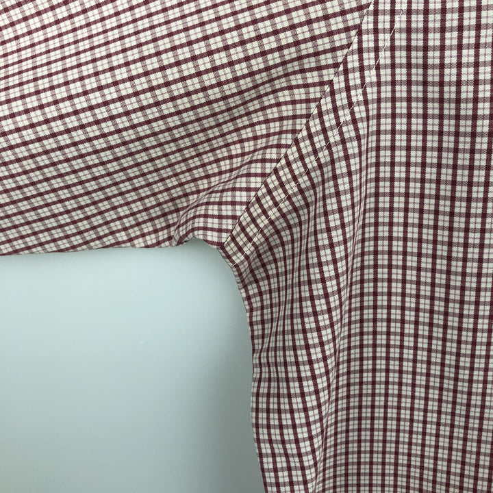 Brooks Brothers 1818 Regent Fit Long Sleeve Cotton Check Shirt, Men's Size L Supima Cotton Red type red-purple Vintage Second Hand