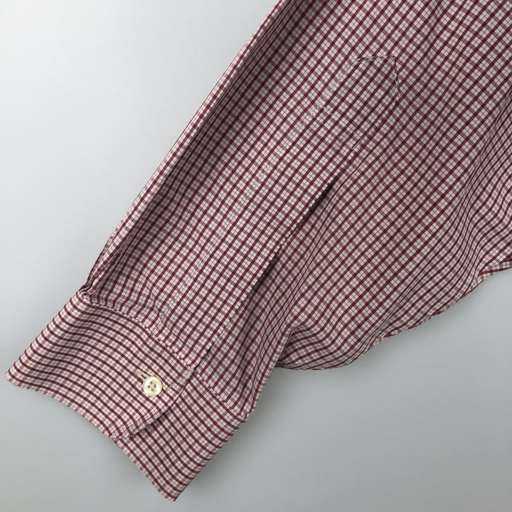 Brooks Brothers 1818 Regent Fit Long Sleeve Cotton Check Shirt, Men's Size L Supima Cotton Red type red-purple Vintage Second Hand