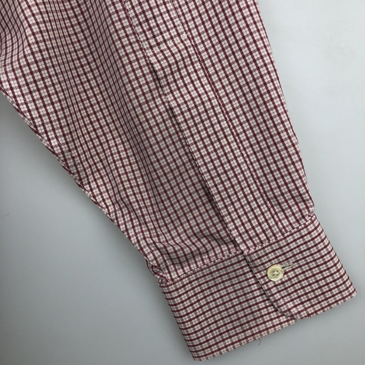 Brooks Brothers 1818 Regent Fit Long Sleeve Cotton Check Shirt, Men's Size L Supima Cotton Red type red-purple Vintage Second Hand