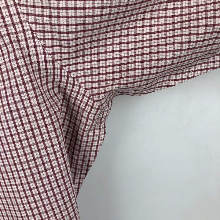 Brooks Brothers 1818 Regent Fit Long Sleeve Cotton Check Shirt, Men's Size L Supima Cotton Red type red-purple Vintage Second Hand