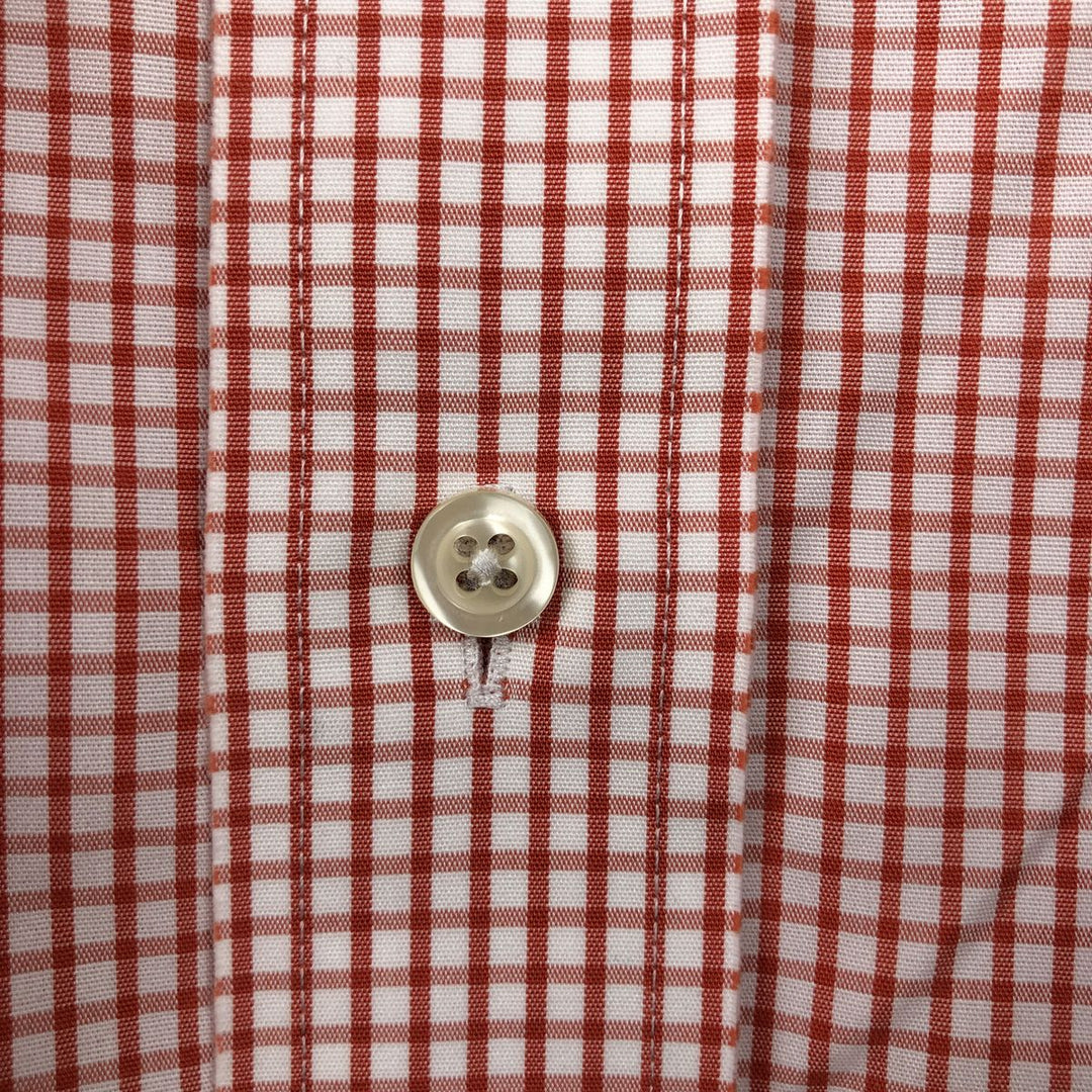 Brooks Brothers 346 Gingham Check Long Sleeve Button-Down Check Shirt, Men's Size L cotton red type Vintage Second Hand