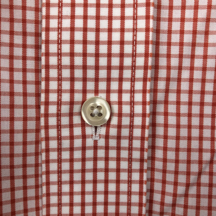 Brooks Brothers 346 Gingham Check Long Sleeve Button-Down Check Shirt, Men's Size L cotton red type Vintage Second Hand