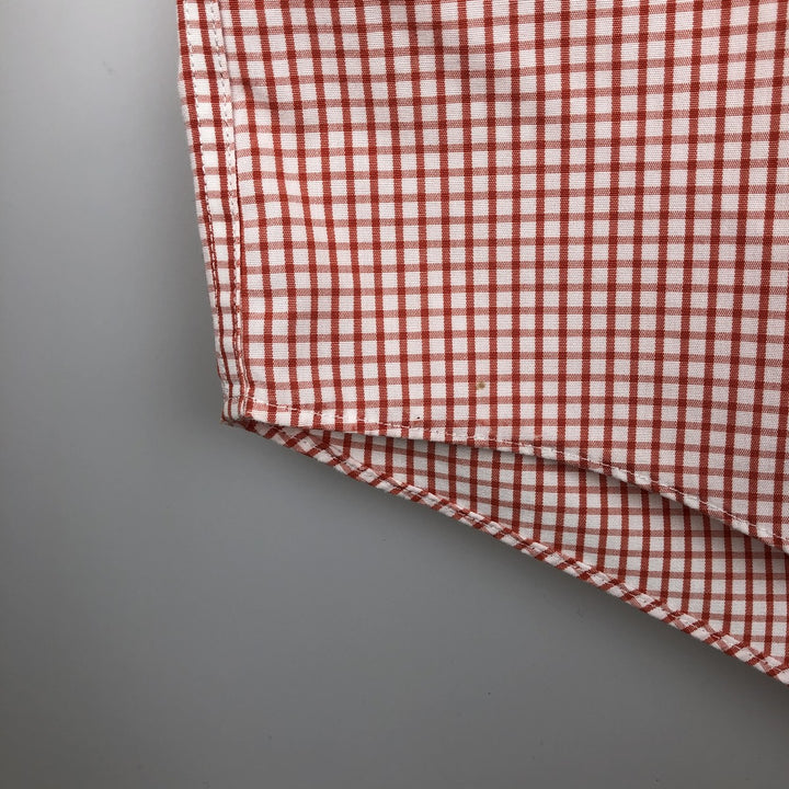 Brooks Brothers 346 Gingham Check Long Sleeve Button-Down Check Shirt, Men's Size L cotton red type Vintage Second Hand