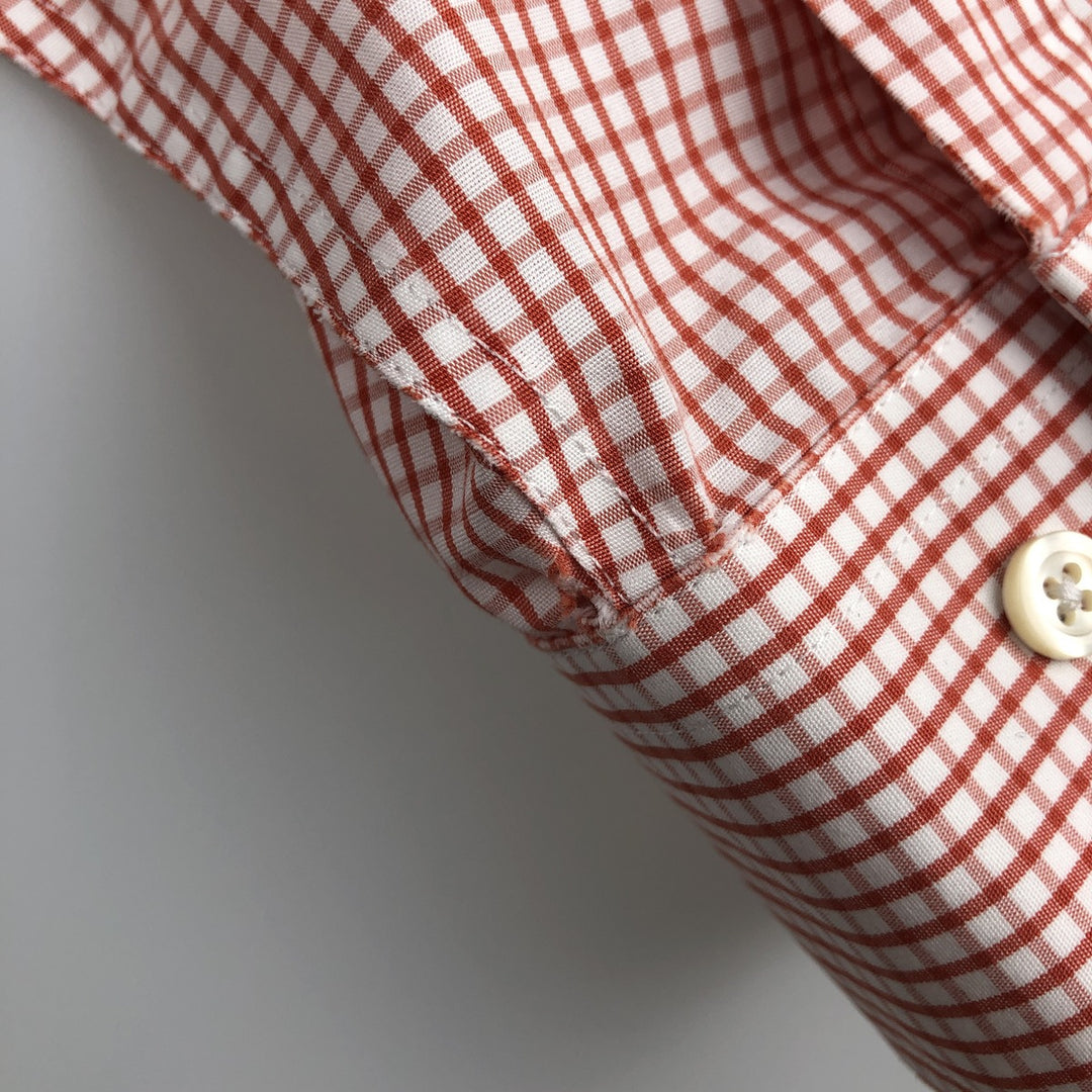 Brooks Brothers 346 Gingham Check Long Sleeve Button-Down Check Shirt, Men's Size L cotton red type Vintage Second Hand