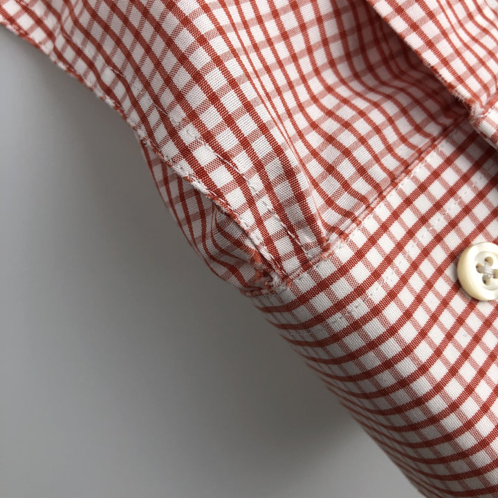 Brooks Brothers 346 Gingham Check Long Sleeve Button-Down Check Shirt, Men's Size L cotton red type Vintage Second Hand