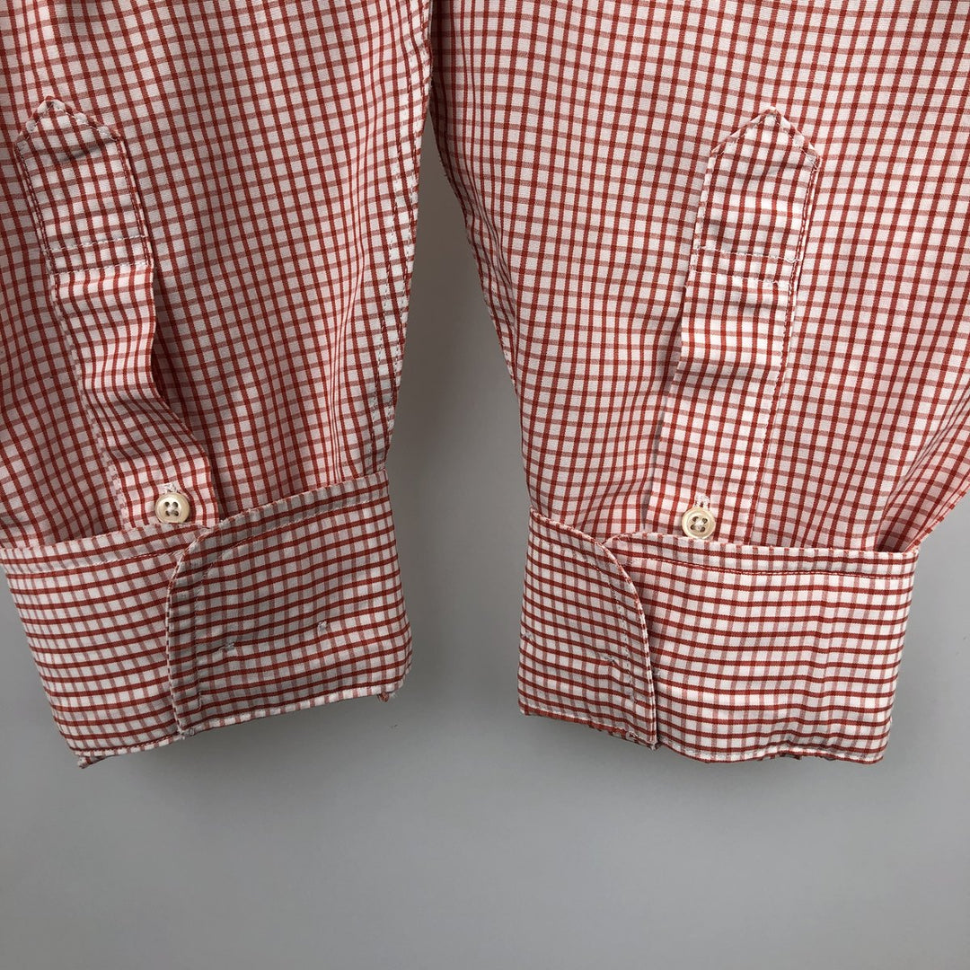 Brooks Brothers 346 Gingham Check Long Sleeve Button-Down Check Shirt, Men's Size L cotton red type Vintage Second Hand