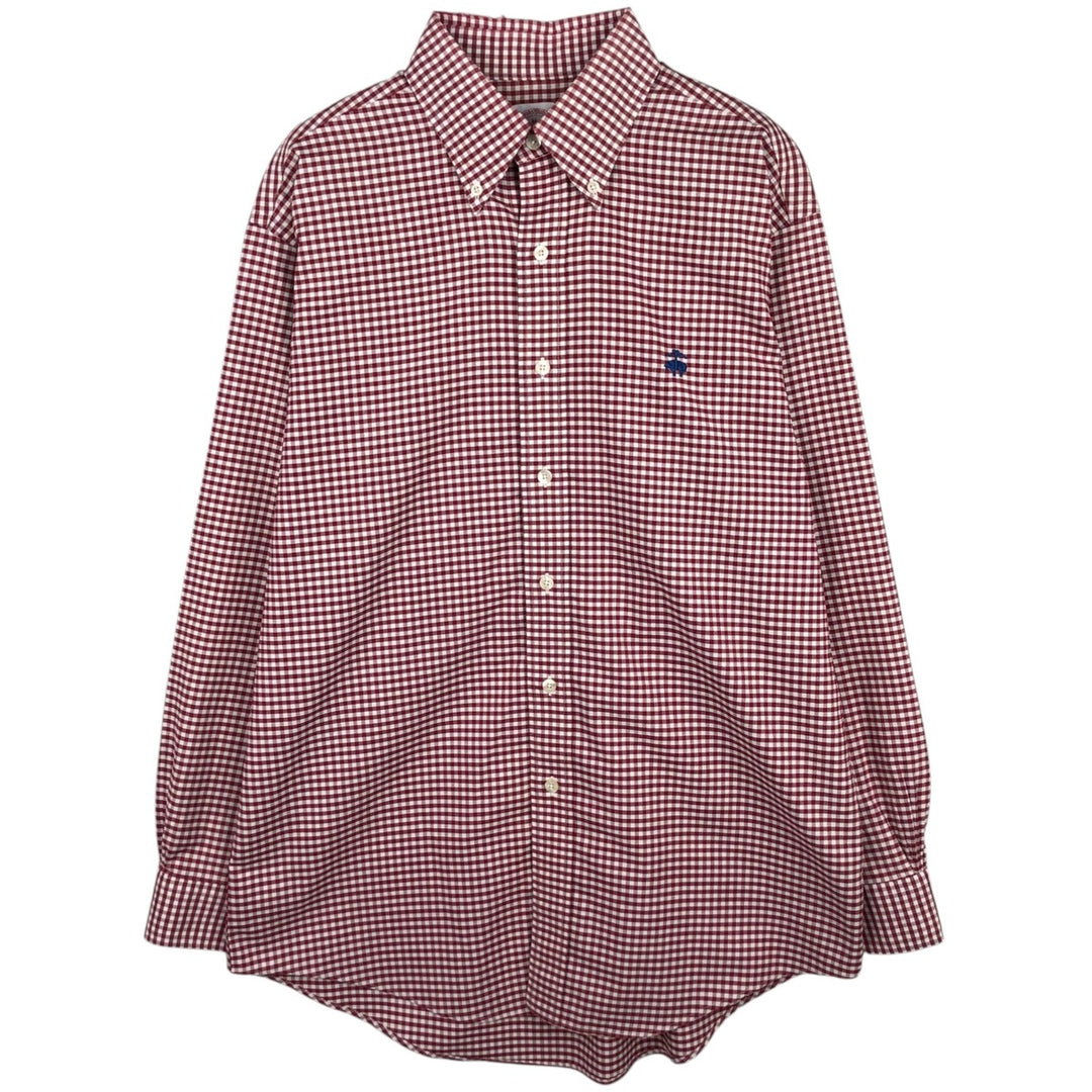 Brooks Brothers Est. 1818 Gingham Check Long Sleeve Button-Down Check Shirt, Men's Size Medium Supima Cotton red type Vintage Second Hand