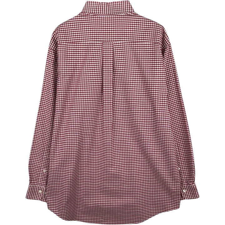 Brooks Brothers Est. 1818 Gingham Check Long Sleeve Button-Down Check Shirt, Men's Size Medium Supima Cotton red type Vintage Second Hand