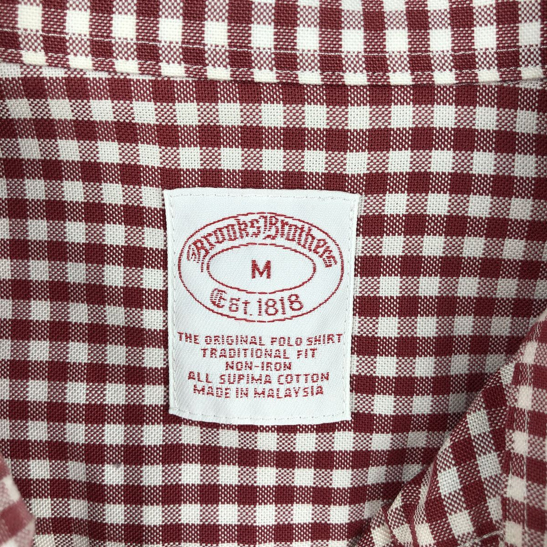 Brooks Brothers Est. 1818 Gingham Check Long Sleeve Button-Down Check Shirt, Men's Size Medium Supima Cotton red type Vintage Second Hand