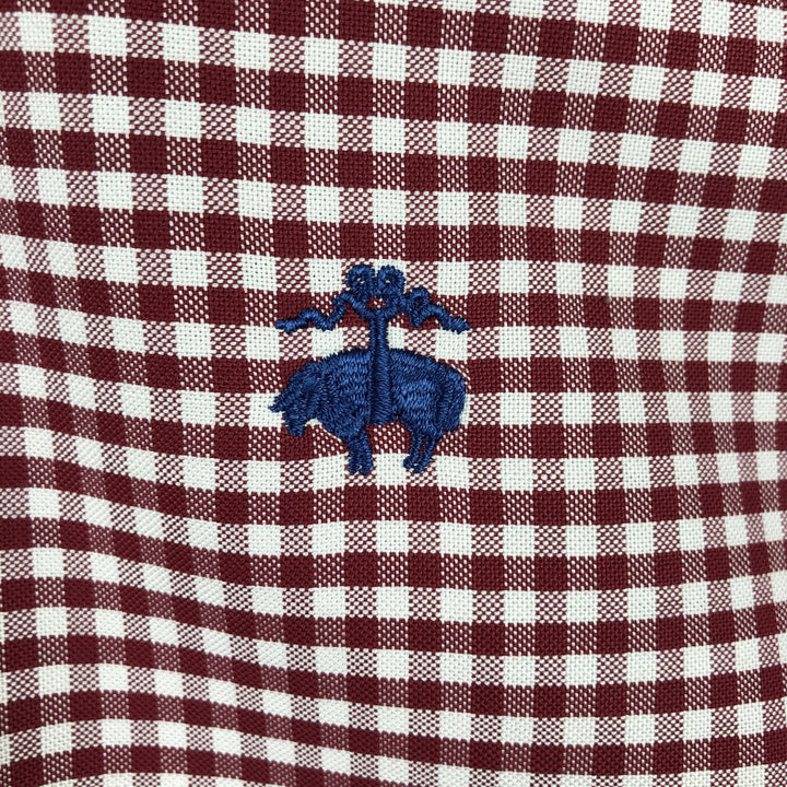 Brooks Brothers Est. 1818 Gingham Check Long Sleeve Button-Down Check Shirt, Men's Size Medium Supima Cotton red type Vintage Second Hand