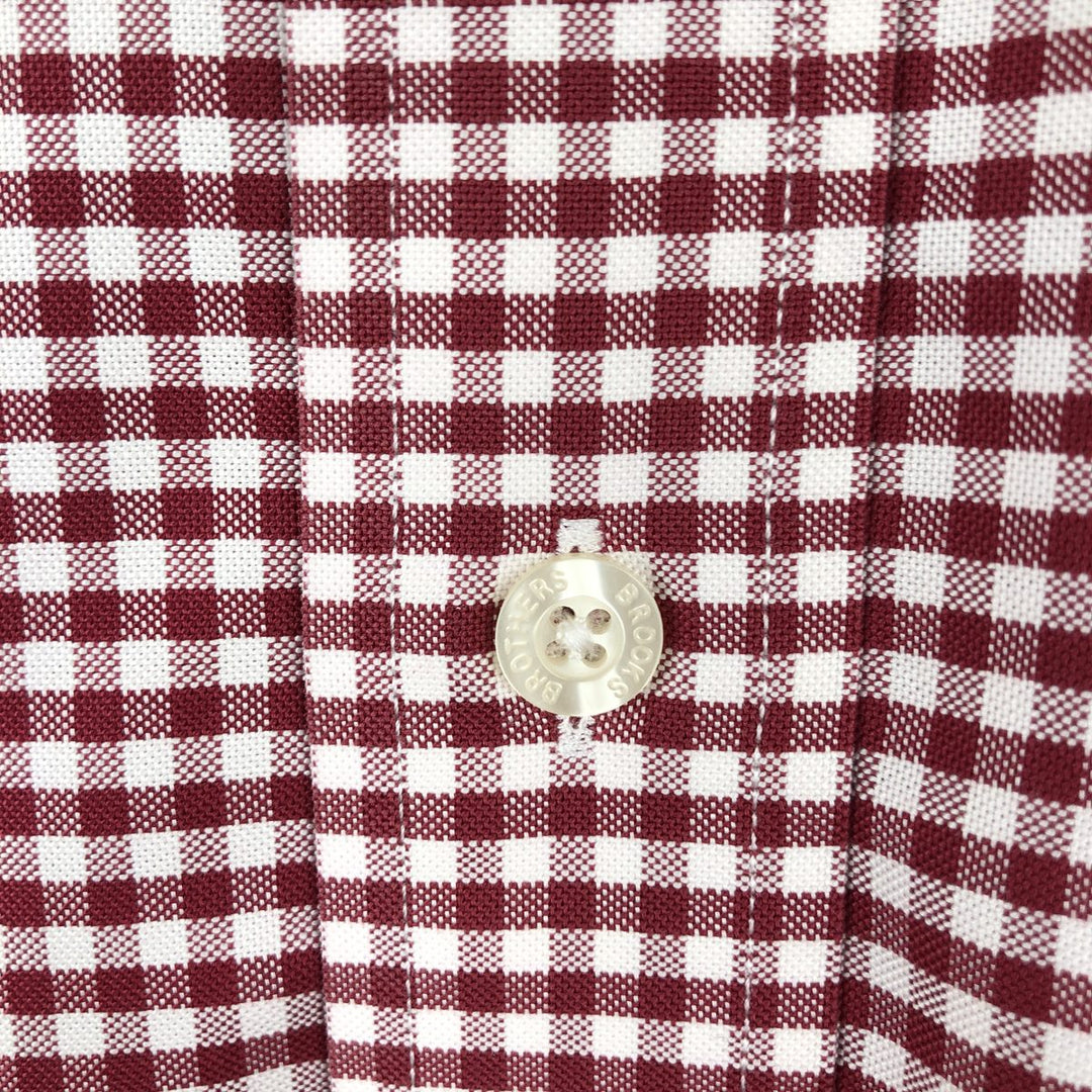 Brooks Brothers Est. 1818 Gingham Check Long Sleeve Button-Down Check Shirt, Men's Size Medium Supima Cotton red type Vintage Second Hand