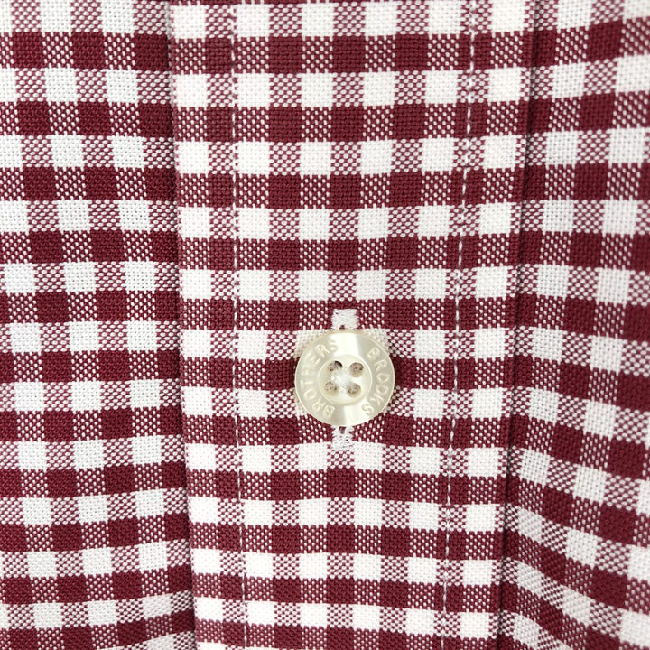 Brooks Brothers Est. 1818 Gingham Check Long Sleeve Button-Down Check Shirt, Men's Size Medium Supima Cotton red type Vintage Second Hand