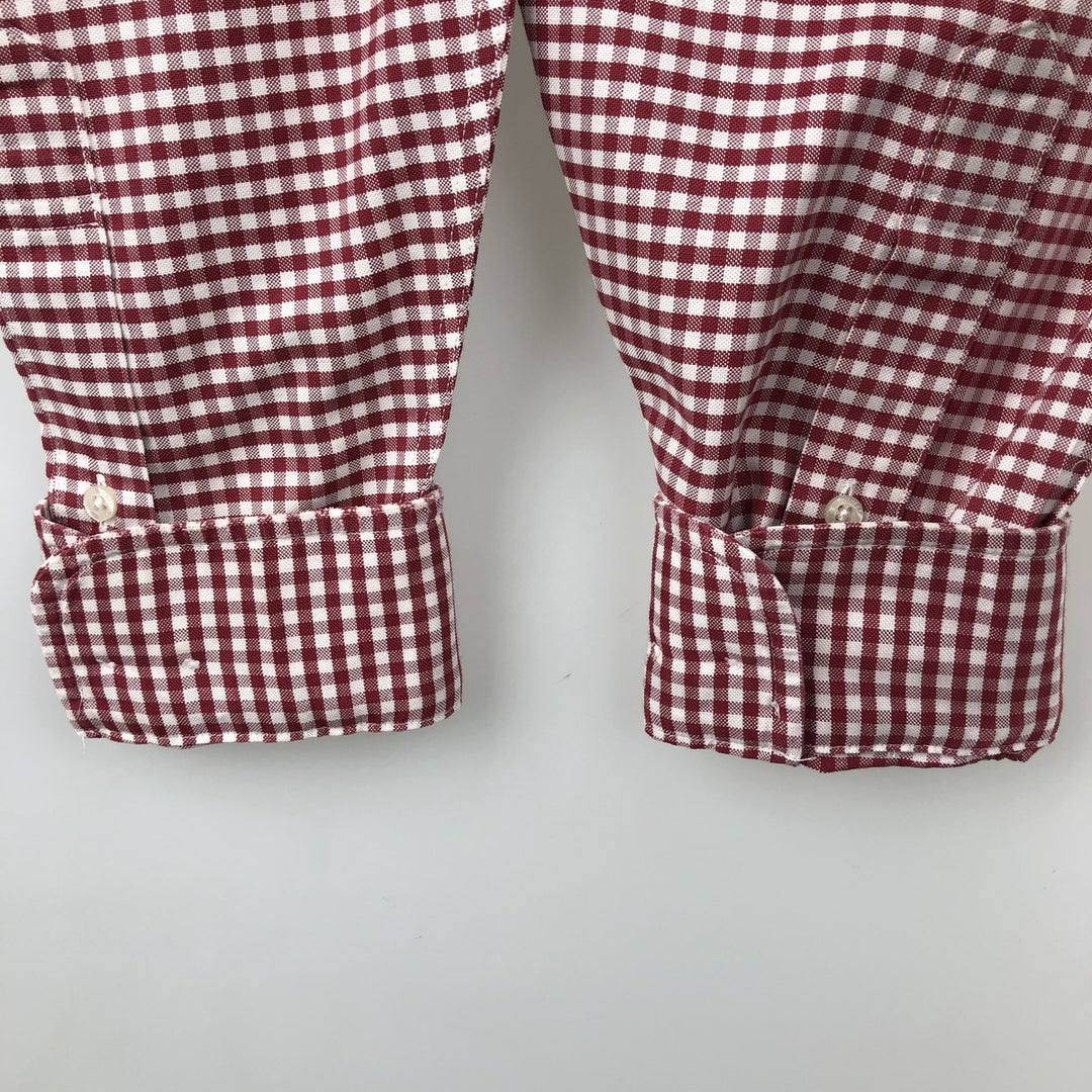 Brooks Brothers Est. 1818 Gingham Check Long Sleeve Button-Down Check Shirt, Men's Size Medium Supima Cotton red type Vintage Second Hand