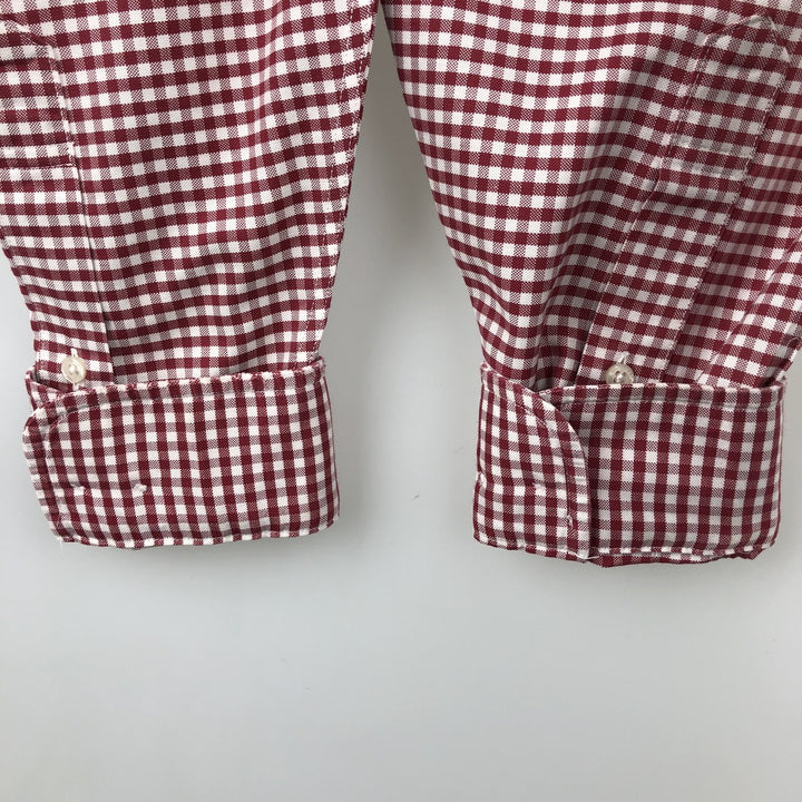 Brooks Brothers Est. 1818 Gingham Check Long Sleeve Button-Down Check Shirt, Men's Size Medium Supima Cotton red type Vintage Second Hand