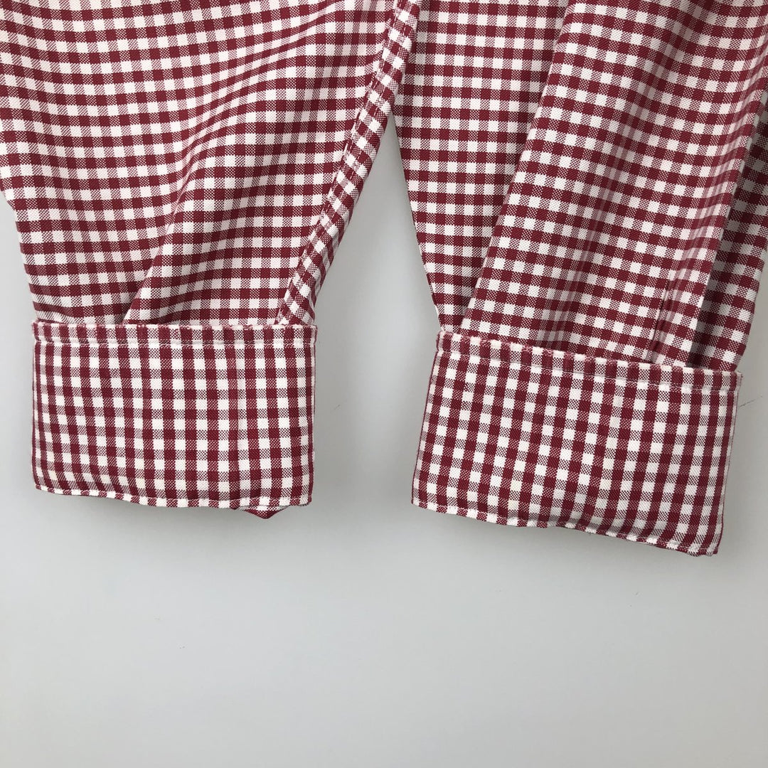 Brooks Brothers Est. 1818 Gingham Check Long Sleeve Button-Down Check Shirt, Men's Size Medium Supima Cotton red type Vintage Second Hand