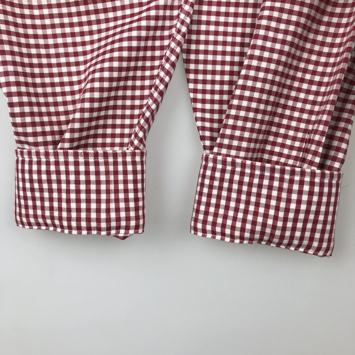 Brooks Brothers Est. 1818 Gingham Check Long Sleeve Button-Down Check Shirt, Men's Size Medium Supima Cotton red type Vintage Second Hand