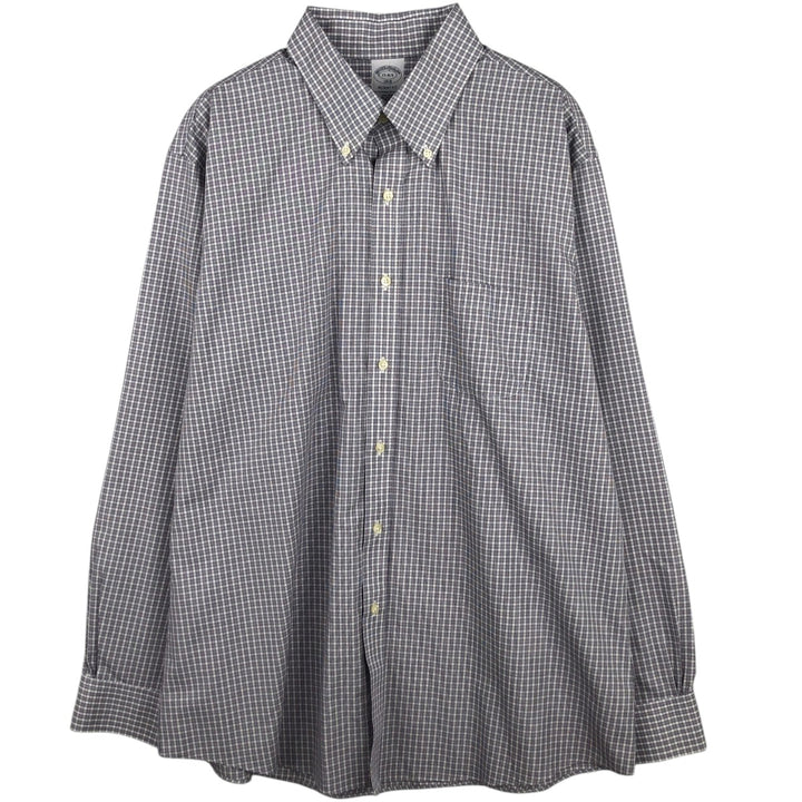 Brooks Brothers 1818 REGENT FIT Long Sleeve Button-Down Check Shirt Men's XL cotton navy blue type Vintage Second Hand