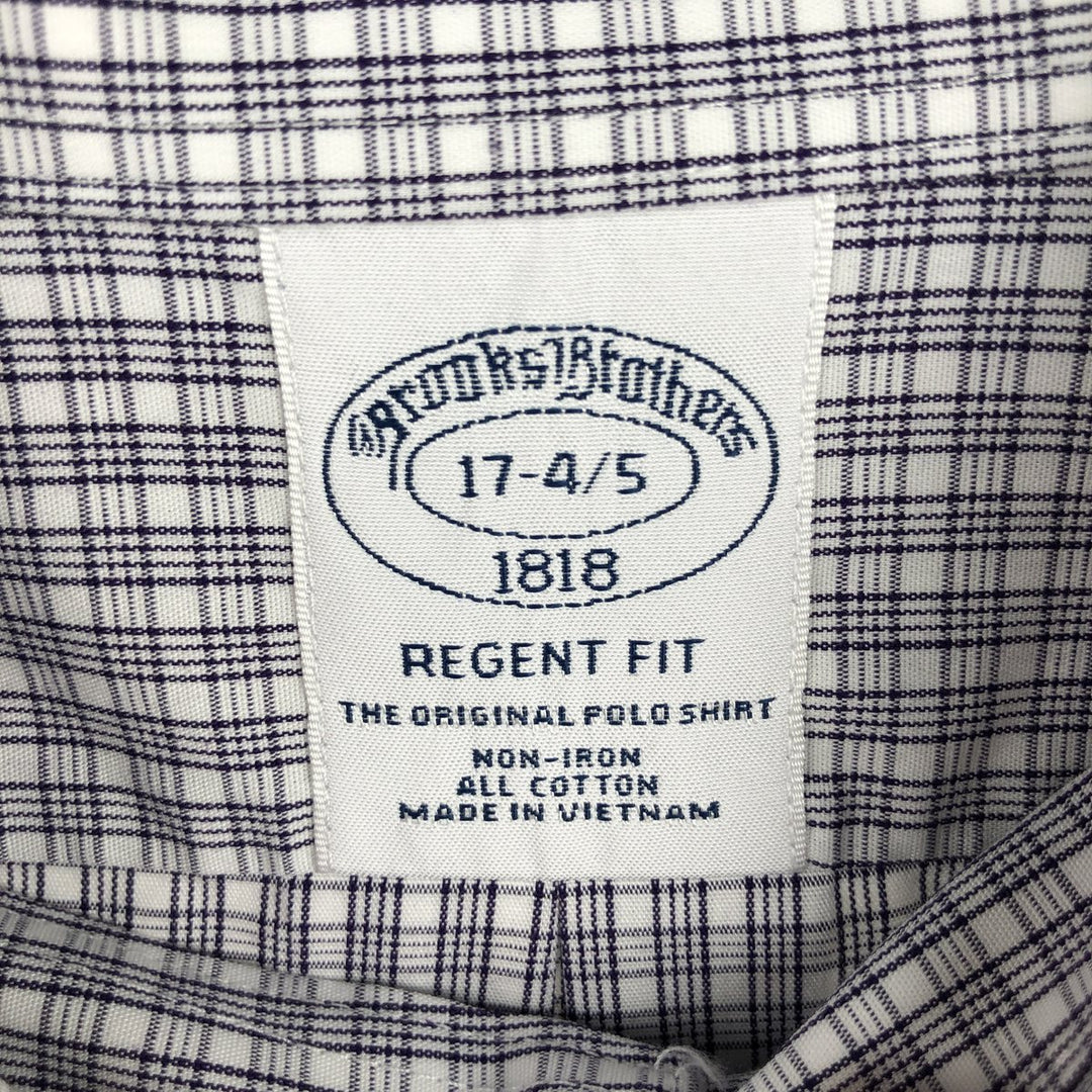 Brooks Brothers 1818 REGENT FIT Long Sleeve Button-Down Check Shirt Men's XL cotton navy blue type Vintage Second Hand