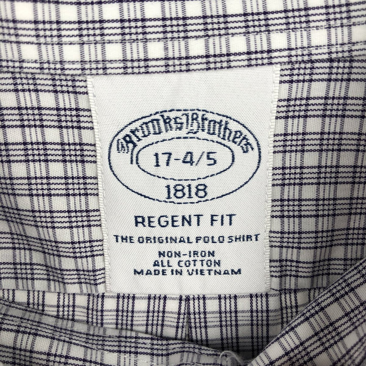 Brooks Brothers 1818 REGENT FIT Long Sleeve Button-Down Check Shirt Men's XL cotton navy blue type Vintage Second Hand