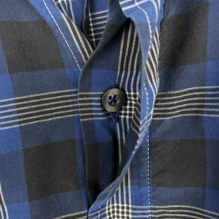 Lacoste French-designed long-sleeved cotton check shirt, men's size M cotton navy blue type Vintage Second Hand