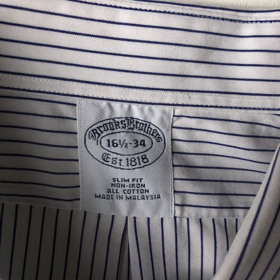Brooks Brothers Est.1818 Long Sleeve Cotton Striped Shirt, Men's Size L cotton white type Vintage Second Hand