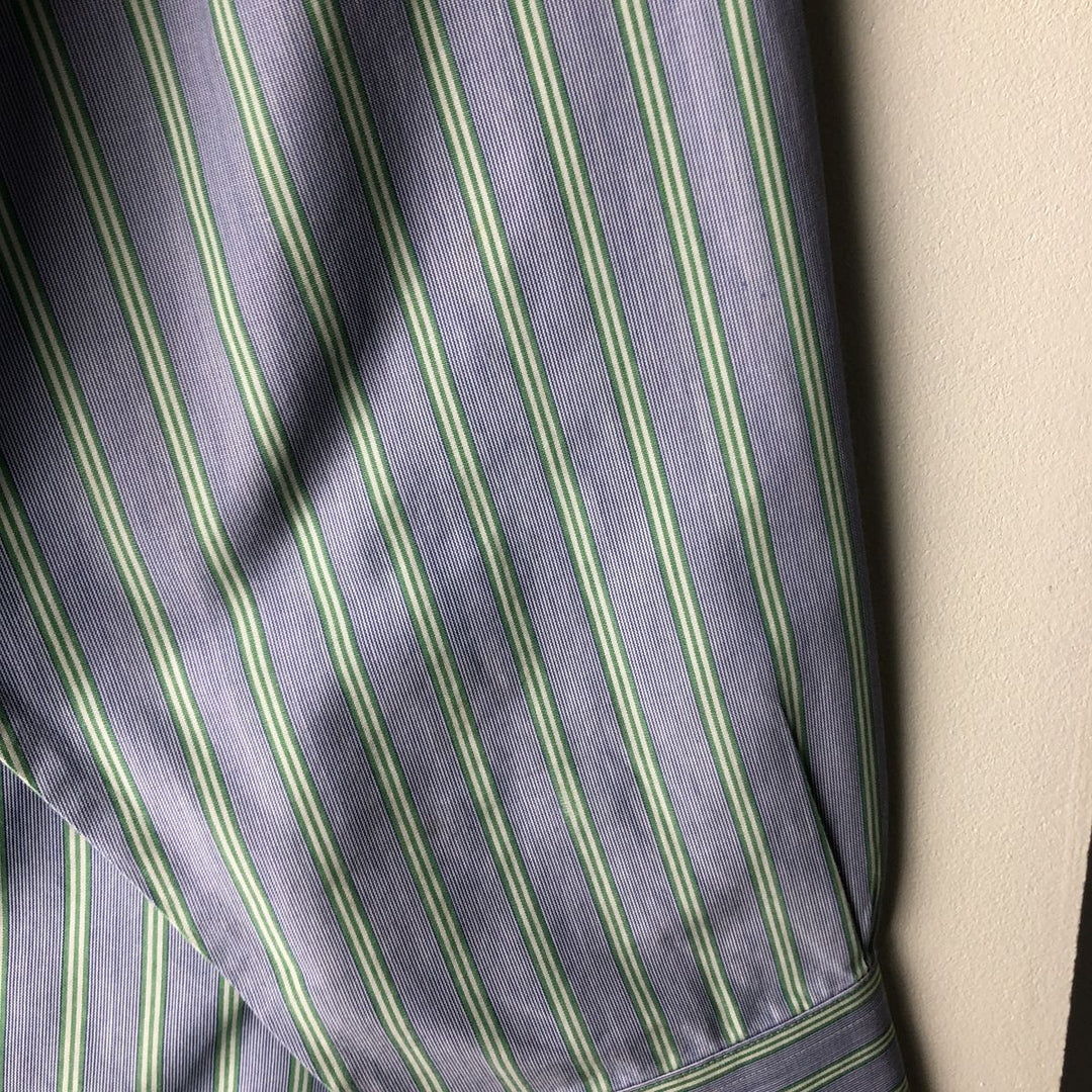 Brooks Brothers 346 Multi-Stripe Long Sleeve Button-Down Striped Shirt, Men's Size L cotton blue type Vintage Second Hand
