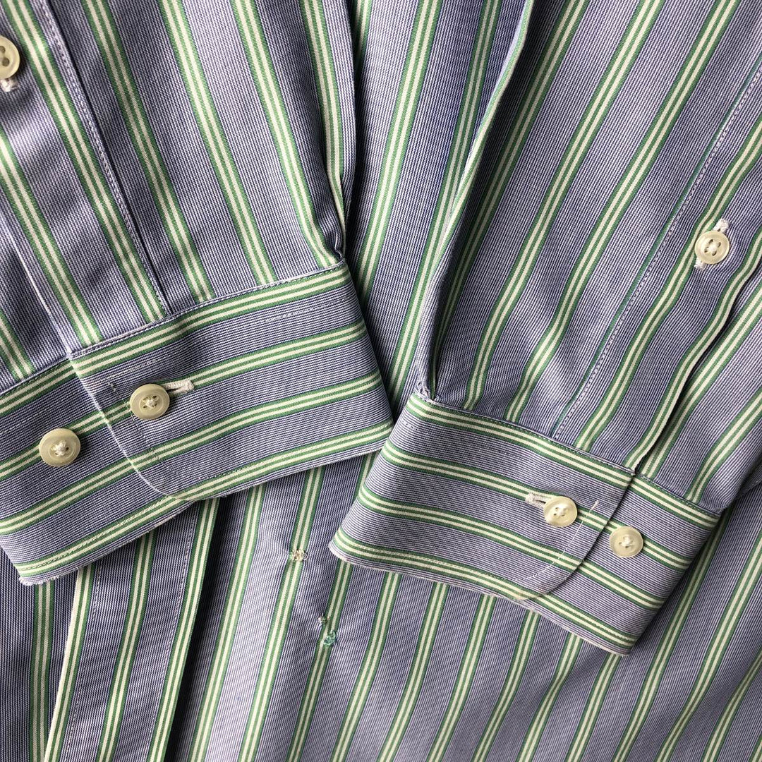 Brooks Brothers 346 Multi-Stripe Long Sleeve Button-Down Striped Shirt, Men's Size L cotton blue type Vintage Second Hand