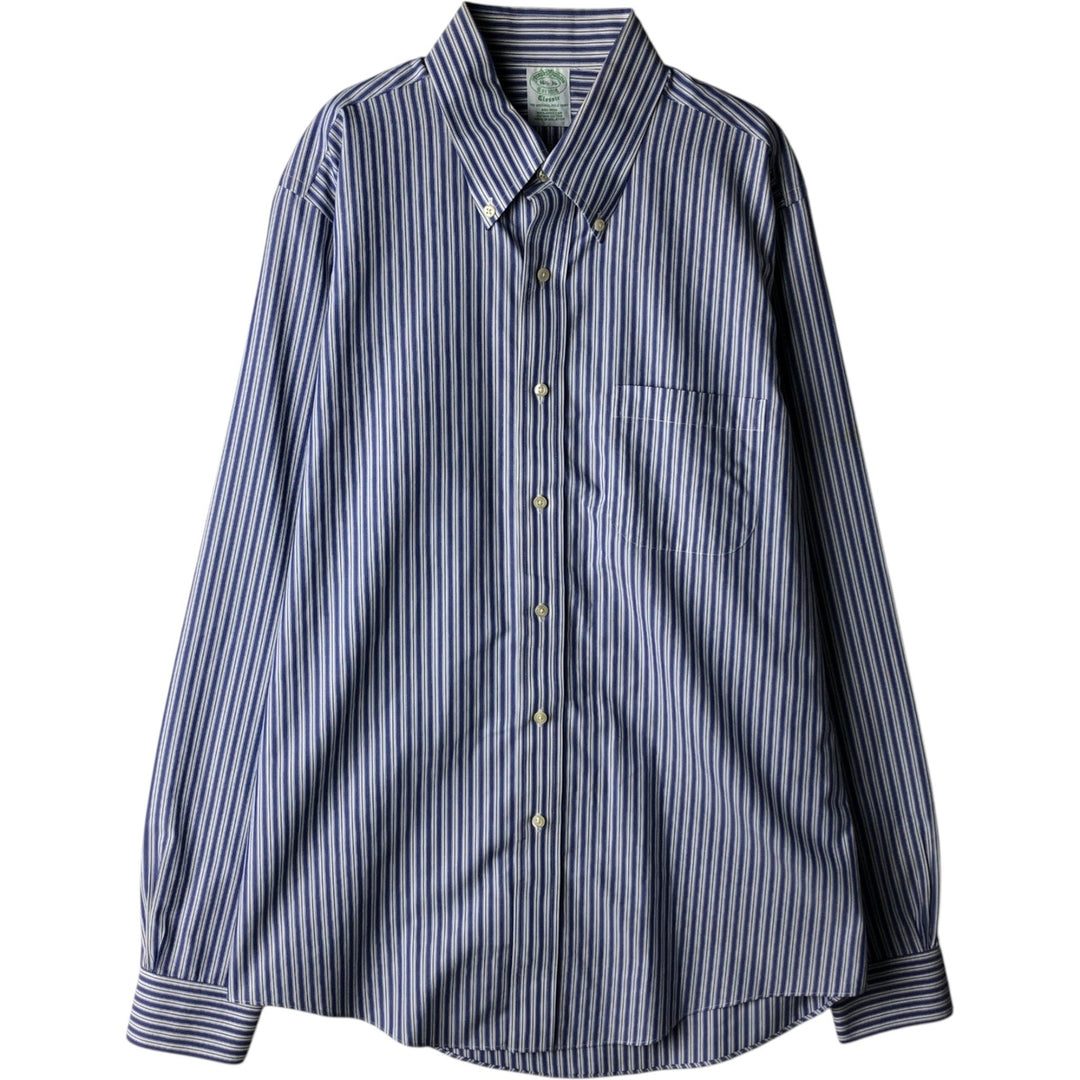 Brooks Brothers Est. 1818 Classic Multi-Stripe Long Sleeve Button-Down Striped Shirt, Men's Size L Supima Cotton blue type Vintage Second Hand
