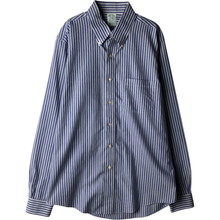 Brooks Brothers Est. 1818 Classic Multi-Stripe Long Sleeve Button-Down Striped Shirt, Men's Size L Supima Cotton blue type Vintage Second Hand