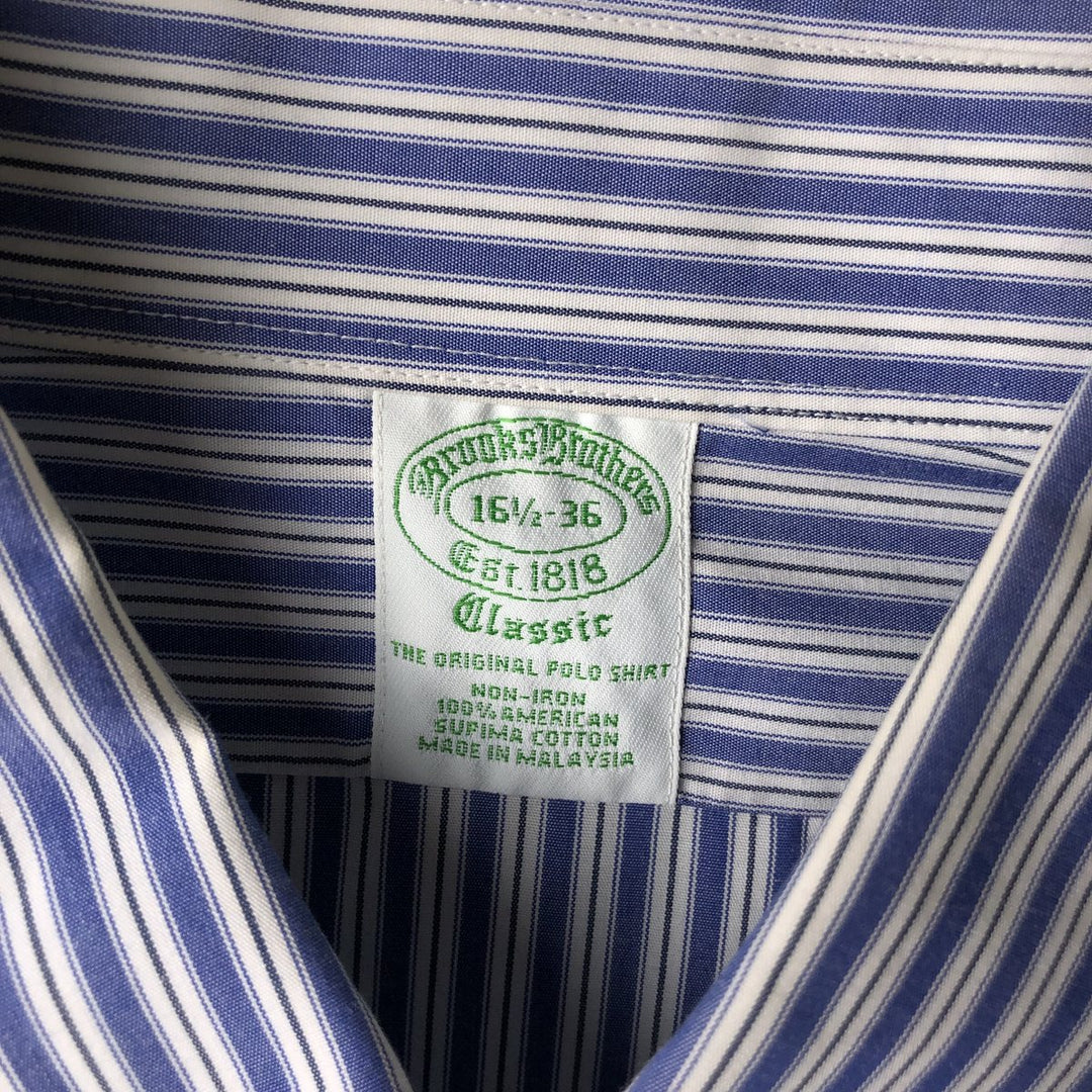 Brooks Brothers Est. 1818 Classic Multi-Stripe Long Sleeve Button-Down Striped Shirt, Men's Size L Supima Cotton blue type Vintage Second Hand