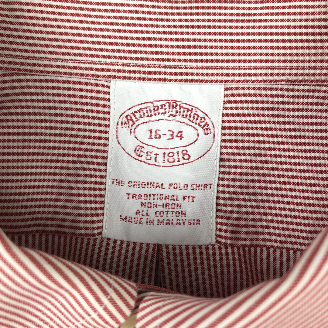 Brooks Brothers Est.1818 Long Sleeve Button-Down Striped Shirt, Men's Size L cotton red type Vintage Second Hand