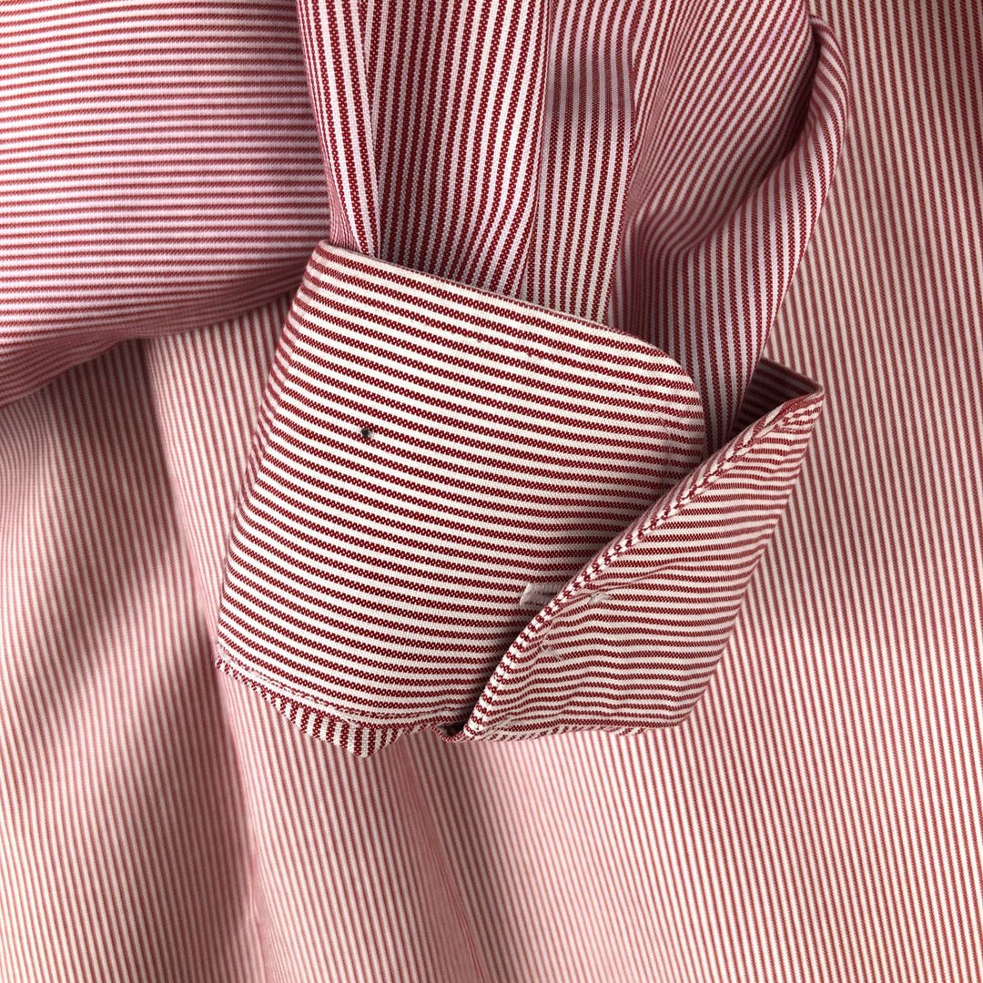 Brooks Brothers Est.1818 Long Sleeve Button-Down Striped Shirt, Men's Size L cotton red type Vintage Second Hand