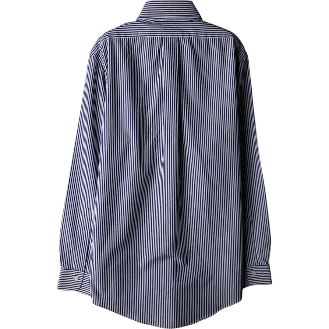 Brooks Brothers Est.1818 Long Sleeve Button-Down Striped Shirt, Men's M Size cotton navy blue type Vintage Second Hand