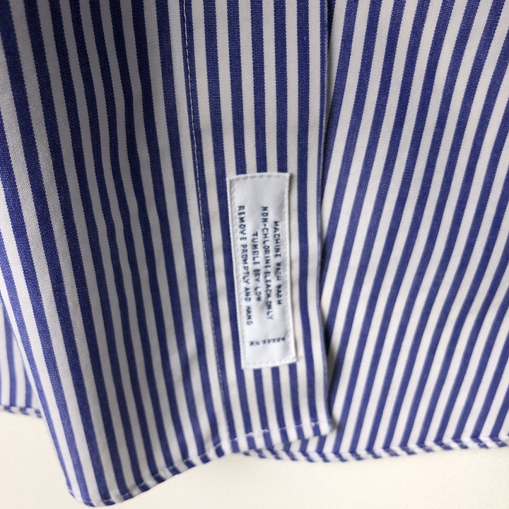 Brooks Brothers Est.1818 Long Sleeve Button-Down Striped Shirt, Men's M Size cotton navy blue type Vintage Second Hand