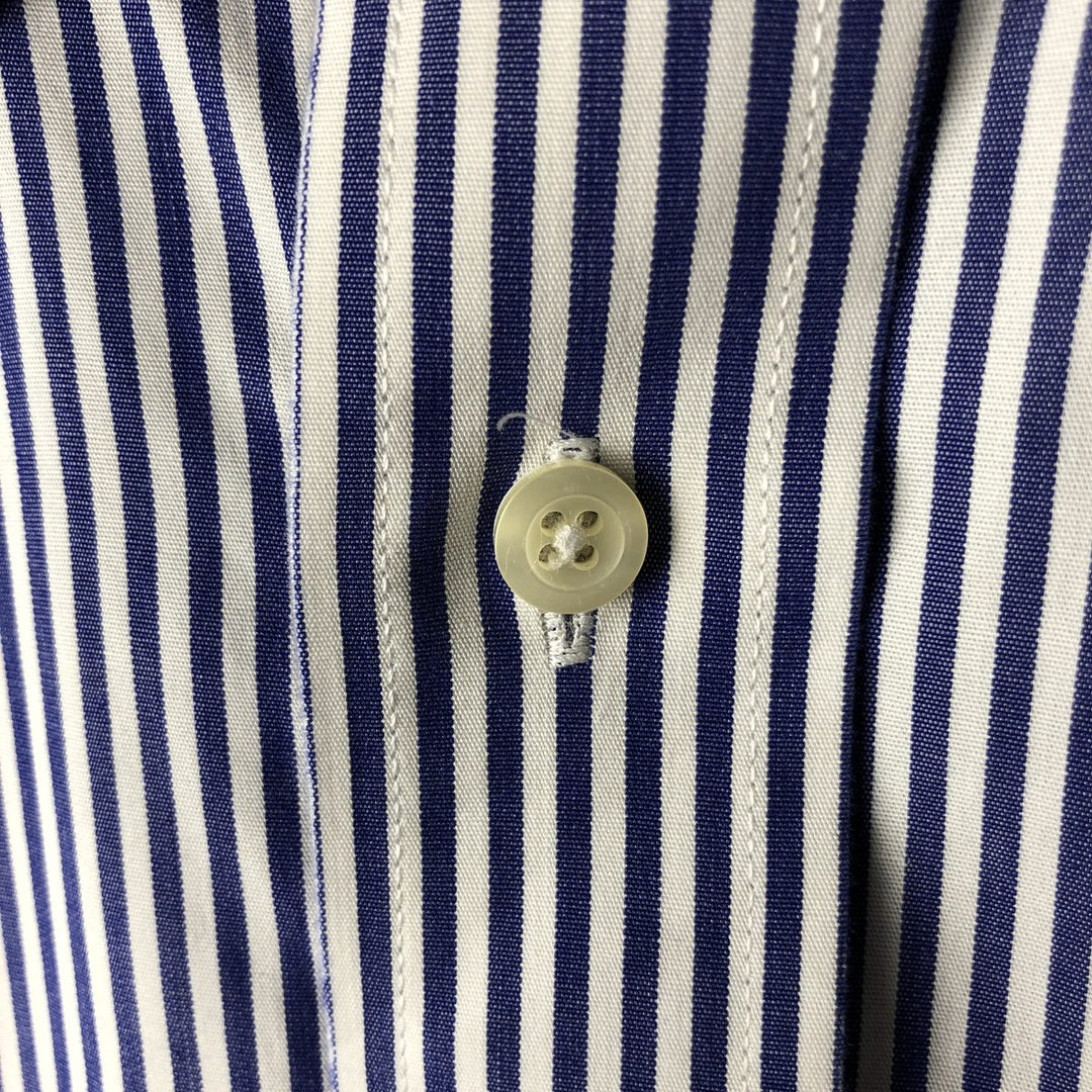 Brooks Brothers Est.1818 Long Sleeve Button-Down Striped Shirt, Men's M Size cotton navy blue type Vintage Second Hand