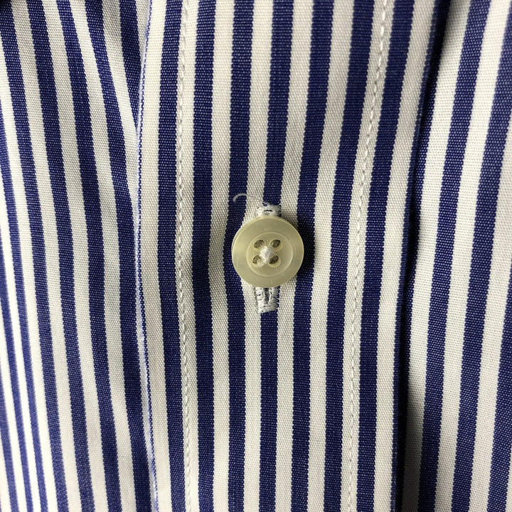 Brooks Brothers Est.1818 Long Sleeve Button-Down Striped Shirt, Men's M Size cotton navy blue type Vintage Second Hand