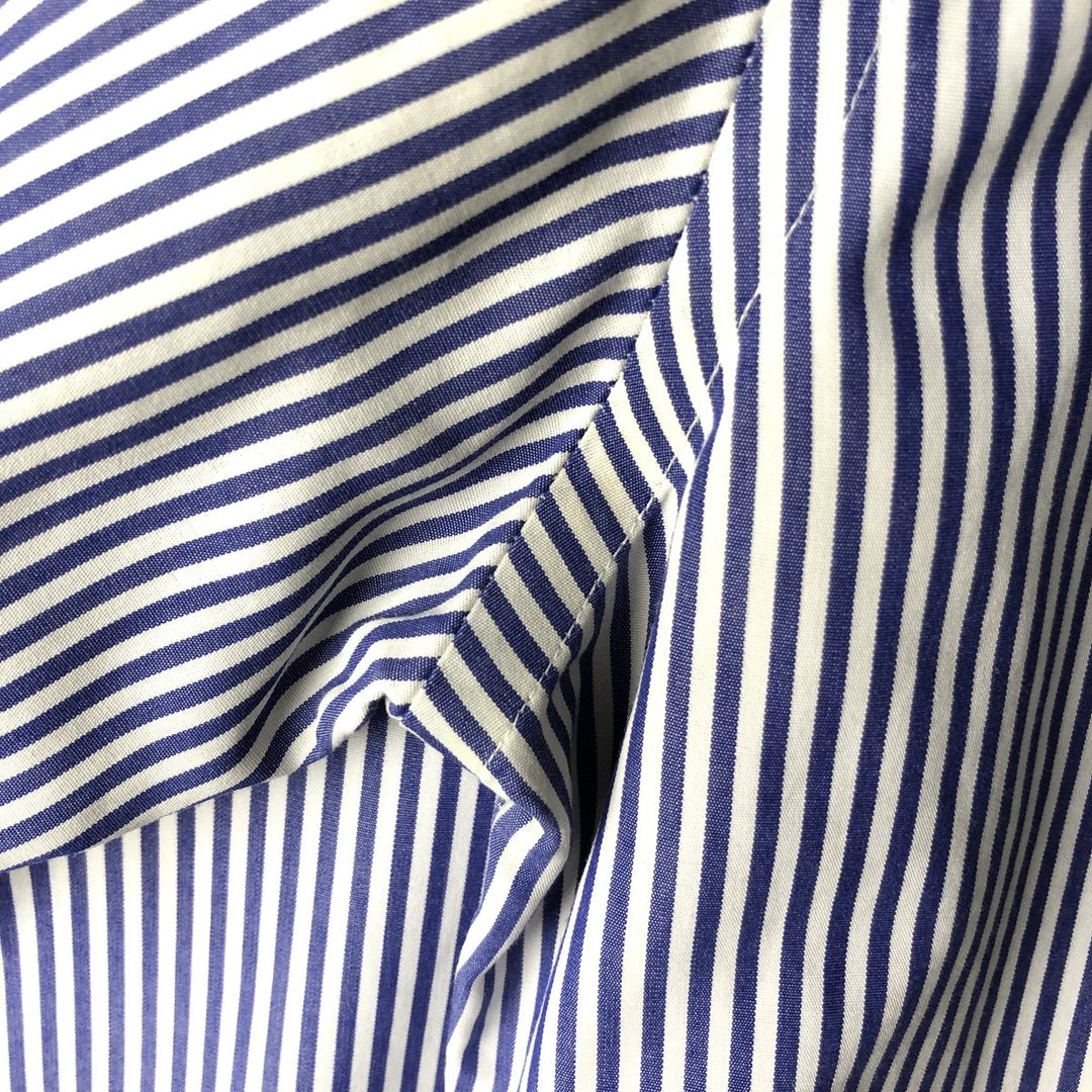 Brooks Brothers Est.1818 Long Sleeve Button-Down Striped Shirt, Men's M Size cotton navy blue type Vintage Second Hand