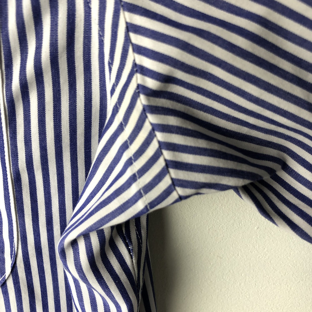 Brooks Brothers Est.1818 Long Sleeve Button-Down Striped Shirt, Men's M Size cotton navy blue type Vintage Second Hand