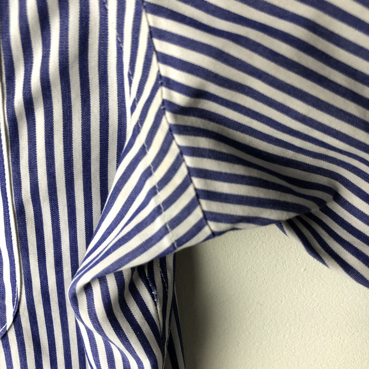 Brooks Brothers Est.1818 Long Sleeve Button-Down Striped Shirt, Men's M Size cotton navy blue type Vintage Second Hand