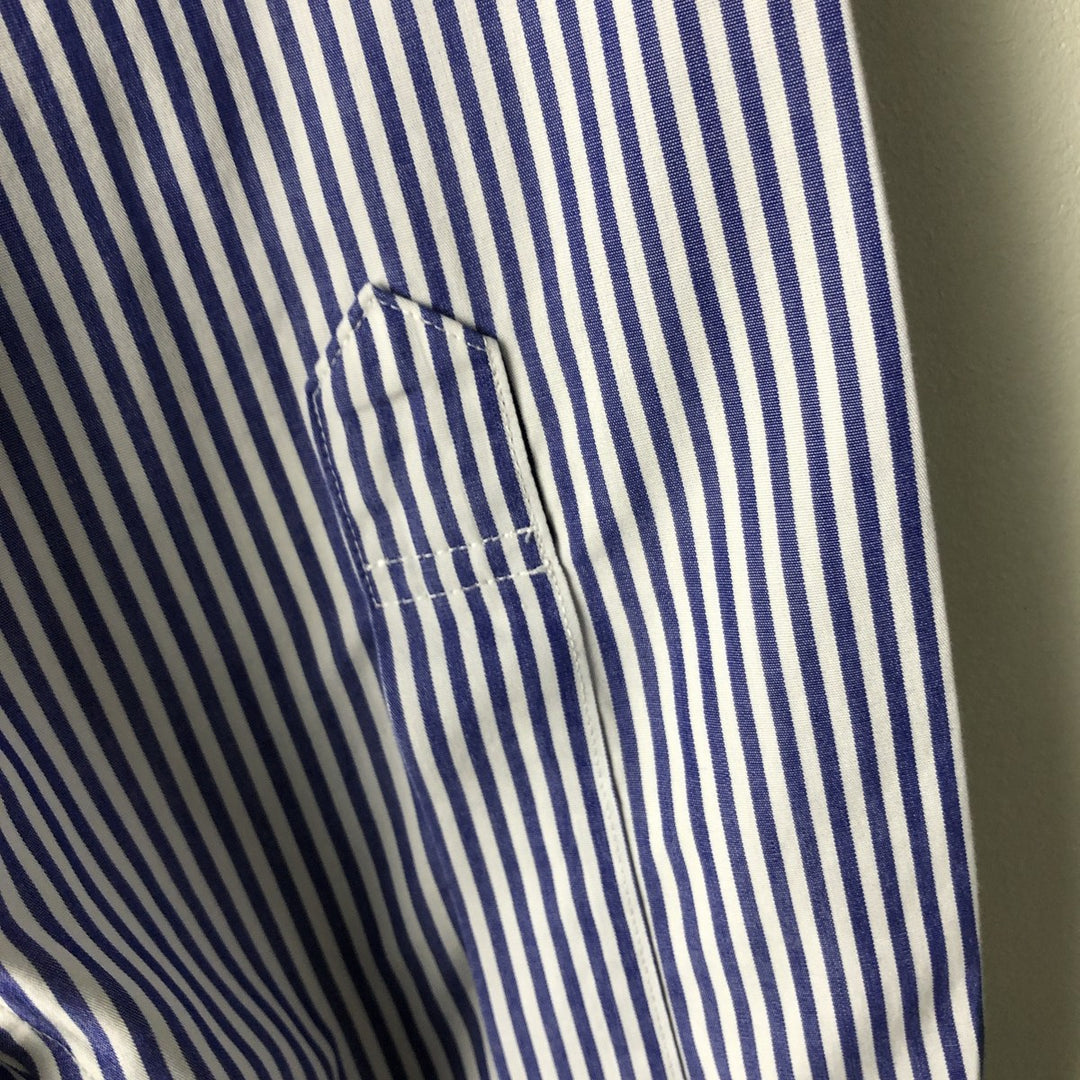 Brooks Brothers Est.1818 Long Sleeve Button-Down Striped Shirt, Men's M Size cotton navy blue type Vintage Second Hand