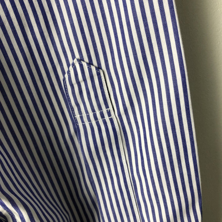 Brooks Brothers Est.1818 Long Sleeve Button-Down Striped Shirt, Men's M Size cotton navy blue type Vintage Second Hand