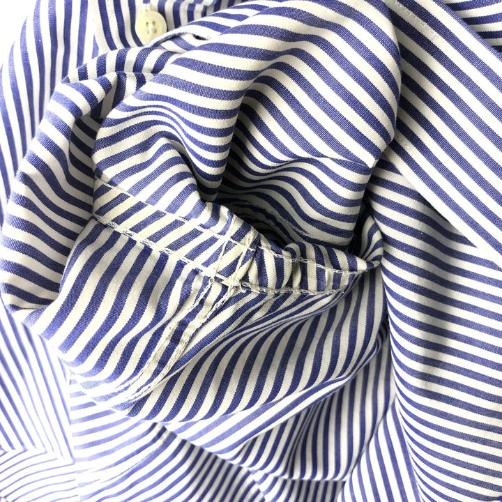 Brooks Brothers Est.1818 Long Sleeve Button-Down Striped Shirt, Men's M Size cotton navy blue type Vintage Second Hand