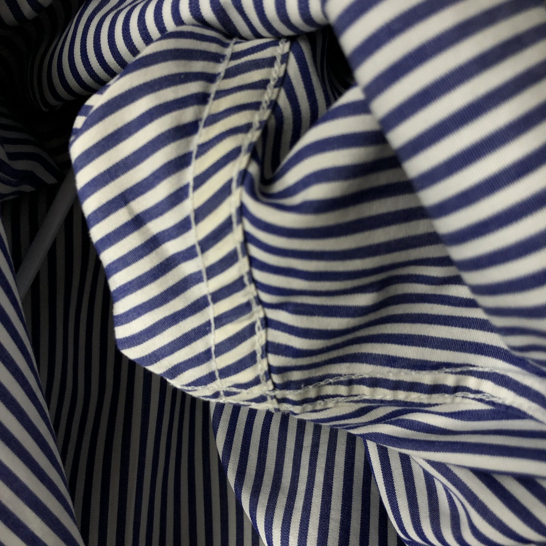 Brooks Brothers Est.1818 Long Sleeve Button-Down Striped Shirt, Men's M Size cotton navy blue type Vintage Second Hand