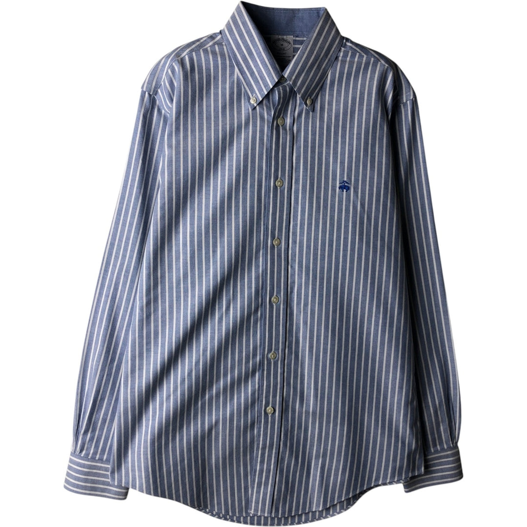 Brooks Brothers 1818 REGENT Long Sleeve Button-Down Striped Shirt, Men's Size Medium Supima Cotton navy blue type Vintage Second Hand