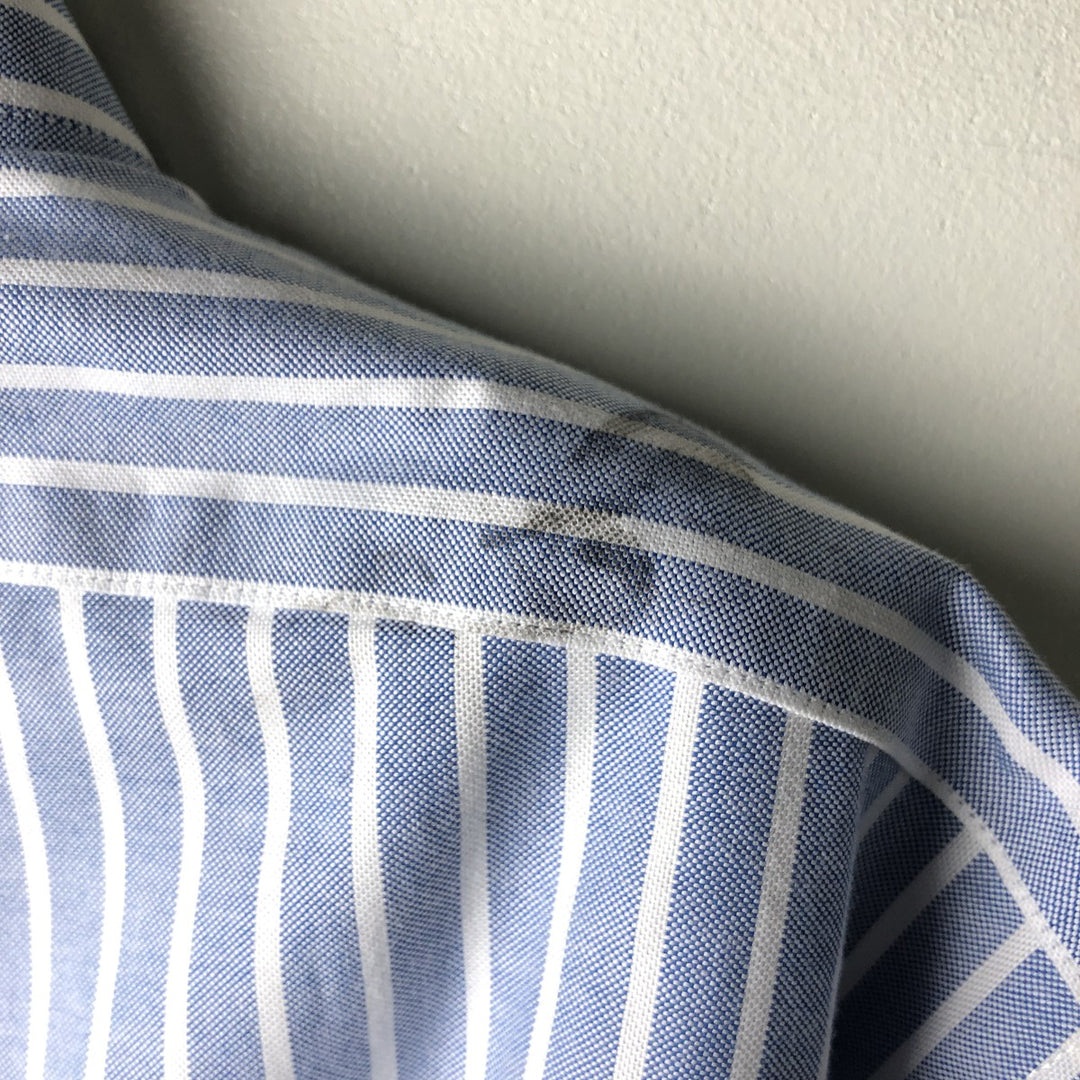 Brooks Brothers 1818 REGENT Long Sleeve Button-Down Striped Shirt, Men's Size Medium Supima Cotton navy blue type Vintage Second Hand
