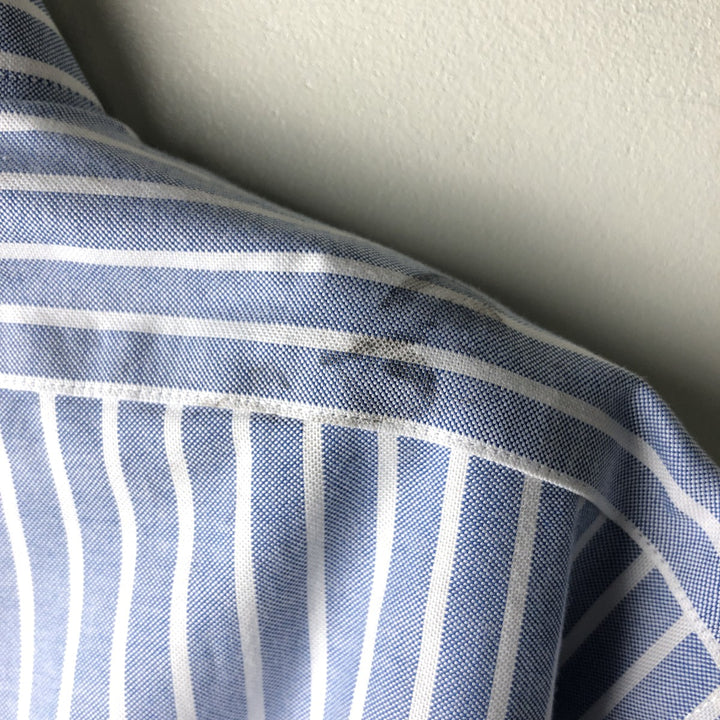 Brooks Brothers 1818 REGENT Long Sleeve Button-Down Striped Shirt, Men's Size Medium Supima Cotton navy blue type Vintage Second Hand