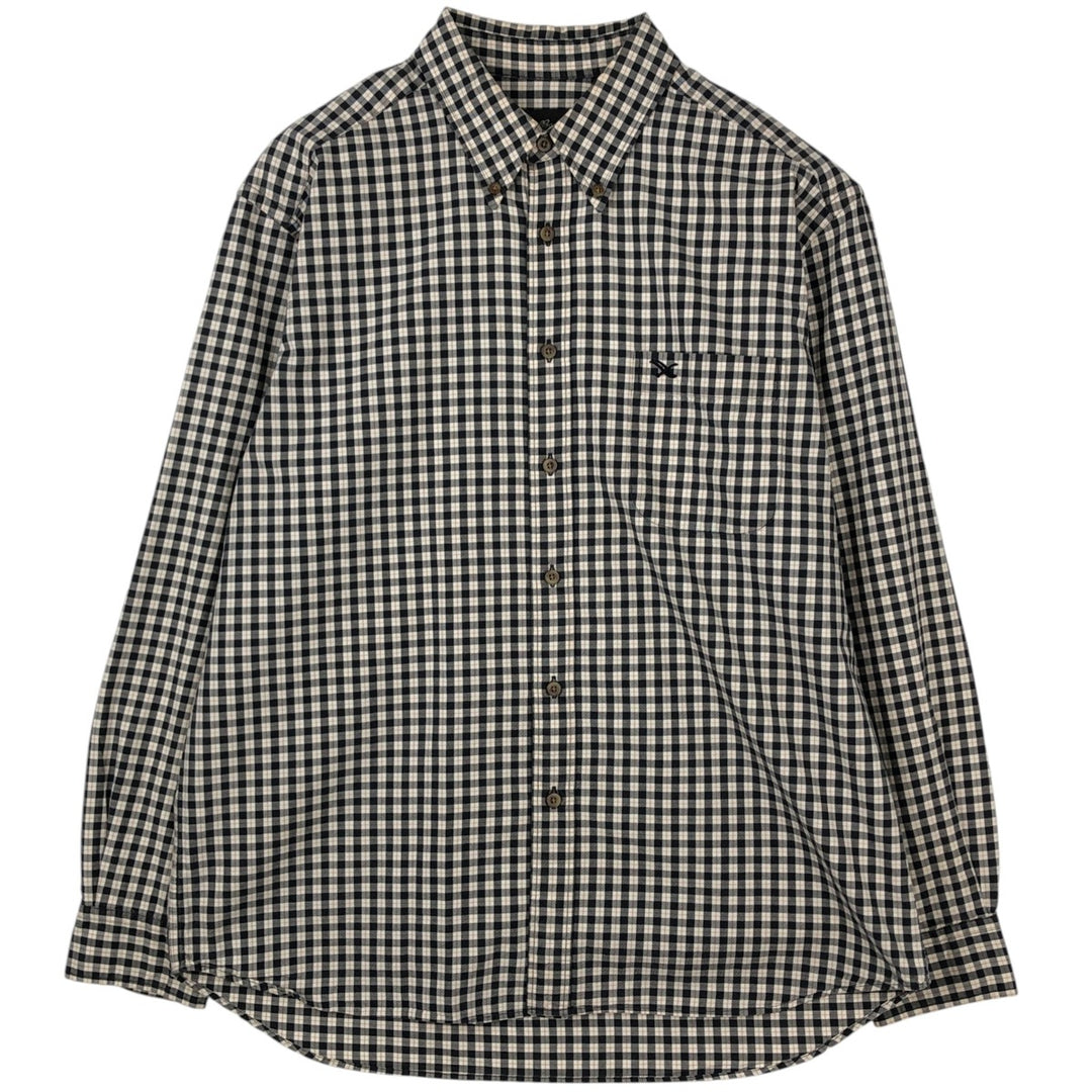 Eddie Bauer Long Sleeve Button-Down Check Shirt, Men's Size L cotton black type Vintage Second Hand