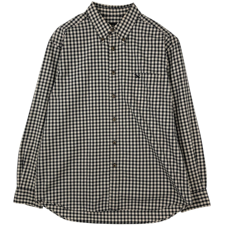 Eddie Bauer Long Sleeve Button-Down Check Shirt, Men's Size L cotton black type Vintage Second Hand