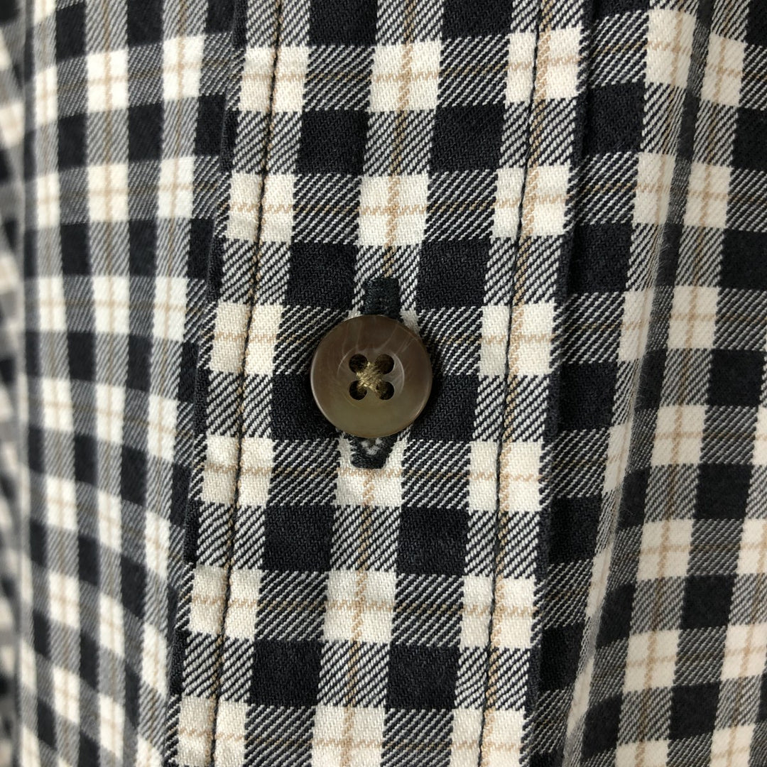 Eddie Bauer Long Sleeve Button-Down Check Shirt, Men's Size L cotton black type Vintage Second Hand