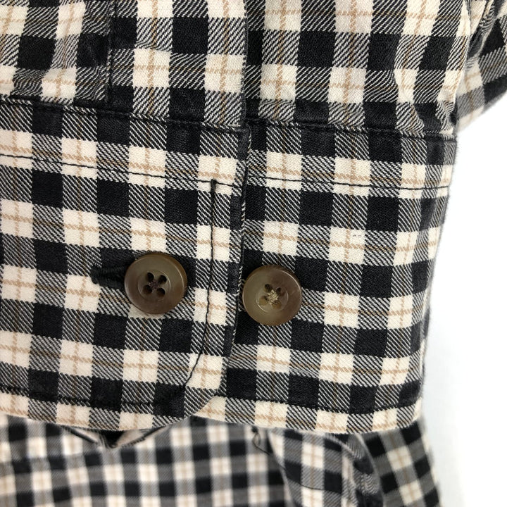 Eddie Bauer Long Sleeve Button-Down Check Shirt, Men's Size L cotton black type Vintage Second Hand